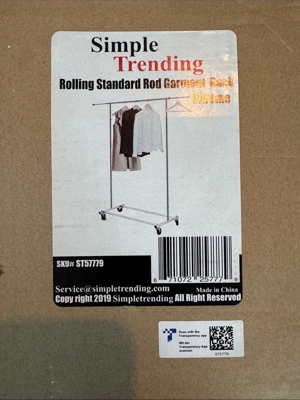 SimpleTrending Chrome Rolling Garment Rack
